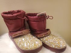 Puff Boot Crocs w/ Full Embellishments (Adult). Crocs are included with purchase price. Our designer will reach out to you to discuss your desired embellishments for your crocs (charms, bling, patches, etc.) Crocs Charms, Crocs Boots, Clogs Shoes, Primary Colors, Clogs, Embellishments, Charms, Boots, Black