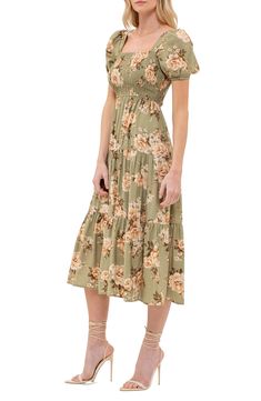 Layer and accessorize this smart midi dress however you want for a look that easily switches from the 9-to-5 to after-hours-ready in seconds. 50" length Slips on over head Square neck Short sleeves Partially lined 80% rayon, 20% nylon Hand wash, dry flat Imported Floral Midi Dress, Square Neck, Nordstrom Rack, Midi Dress, Hand Wash, Short Sleeves, Slip On, Nordstrom, Square