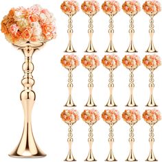 PRICES MAY VARY. Package Content: you will receive 16 pieces gold metal flower arrangements stand, equipped with corresponding M10 type screws and other accessories, the height is about 15 inches/ 38 cm, top diameter is about 4.9 inches/ 12.5 cm; Bottom diameter is about 5.1 inches/ 13 cm; Enough quantity for your use, it is your ideal wedding table centerpieces Quality and Safe Material: our gold vase centerpiece is made of quality iron material, with elegant gold plating on the surface; Metal Tall Table Decor, Gold Vase Centerpieces, Tall Flower Centerpieces, Centerpiece Stand, Wedding Flower Vase, Rose Gold Quinceanera, Party Hotel, Quince Decorations, Metal Wedding