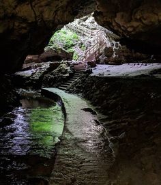 there is a small stream in the cave