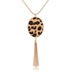 PRICES MAY VARY. 【LONG NECKLACE WITH PENDANT 】-- Tonal and on-trend, the Long Pendant Necklace in Gold is sure to become one of your new favorites. This pendant necklace features striped Leopard snakeskin Fur Pattern, curb chain tassels and an oval pendant that are sure to wow. Make an unforgettable statement with the Long Necklace whit pendant. 【FASHION DESIGN】--This Bohemia boho tassel necklace is inspired by the natural ,oval pendant move and sit on snake chain, size 32"+3" Extender,with lobs Sweater With Necklace, Simple Long Necklace, Fur Pattern, Tassel Necklace Boho, Leather Pendant, Antler Necklace, Free Mirror, Long Necklaces, Prom Jewelry