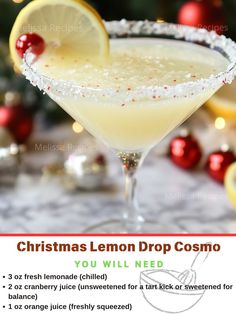 a christmas lemon drop cosmo cocktail recipe