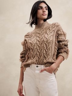 Chubut Merino-Cashmere Sweater | Banana Republic I Fall To Pieces, Taupe Sweater, Sweater Outfit, Cashmere Blend Sweater, Stylish Sweaters, Women Sweaters, High Waist Fashion, Banana Republic Sweater, Women's Sweaters