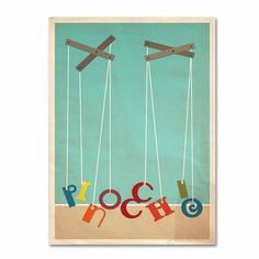 a poster with the words pooch hanging from strings