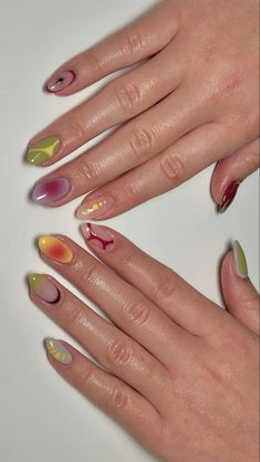 Cool Pedicure Designs, Nails 2024 For Summer, Nails On Trend, Short Almond Gel Nail Designs, French Nails Different, Short Nail Almond Designs, Simple Art Nails, Nail Design Inspo Almond, Funky Nails 2024