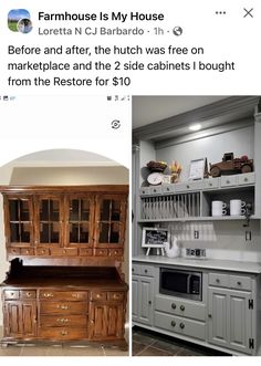 the kitchen cabinets have been painted white and are being displayed on instagram for $ 10