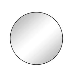 a round mirror on a white background with black border around the edges and bottom edge