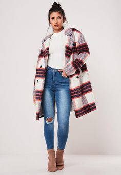 Boho Chic Style Outfits, Formal Coat, Women's Coats & Jackets, Women's Coats, Jackets Online, Boho Chic Fashion, White Plaid, To Look, Kimono Top