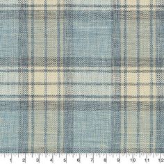 a blue and white plaid fabric with a ruler in front of the checkerboard pattern