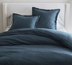 Denim, Belgian, Flax, Linen, Double, Flange, Duvet, Cover, King/Cal. Large Duvet Covers, Ruffle Duvet Cover, Duvet Cover King, Blue Duvet Cover, Linen Duvet Covers, Linen Duvet, Queen Duvet, Bed Duvet Covers, Duvet Cover Sets