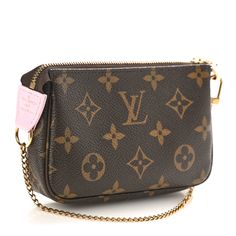 This is the authentic LOUIS VUITTON Monogram 2021 Christmas Animation Japanese Garden Mini Pochette Accessories in Wisteria Pink. This chic small accessory pouch features a playful and colorful design of a Japanese Garden printed onto traditional monogram canvas. The bag features a polished gold chain wrist strap with a clasp at one end for attaching to your handbag. The top zipper opens to a pink fabric interior. Mini Pochette Accessories, Christmas Animation, Traditional Monogram, Pochette Accessories, Garden Mini, Garden Print, Accessory Pouch, Colorful Design, Small Accessories