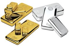 four different types of gold and silver bars