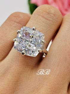 8MM 12MM Radiant Cushion Cut Solitaire Engagement Wedding - Etsy Cushion Cut Solitaire, Big Rock, Cubic Zirconia Jewelry, Engagement Wedding Ring, Wedding Etsy, Jewelry Pins, 2024 Vision, Solitaire Engagement, Engagement Wedding