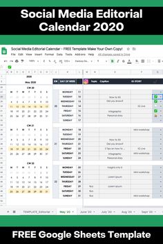 the social media editorial calendar for google sheets