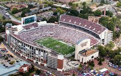 an aerial view of the football stadium