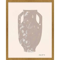 a framed photograph of a vase on a white background