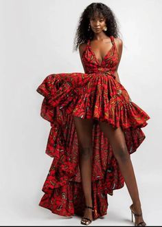 Spice up your love life with this glamorous red dress , perfectly made for your occasions like  wedding, Parties , photoshoots etc. It is made with 100% Cotton African Wax.  It can be made in other fabric options and customisations are welcome. Start up an etsy conversation, so we can fix up your custom dress. Delivery takes 3-5 business working days. Modele Fitness, African Prom Dresses, Short African Dresses, African Wear Dresses, Afrikaanse Mode, African Fashion Modern, African Inspired Fashion, Infinity Dress, African Print Dress