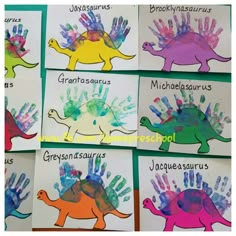 handprints of different types of dinosaurs