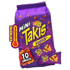 a bag of mini taks on a white background