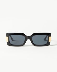 Le Specs Orion Ridge Sunglasses | Missoma Sunglasses Chains, Black 90s, Polymer Plastic, Double Chain Necklace, Clip On Sunglasses, Le Specs, Black Shop, Rectangular Sunglasses, Eyewear Brand