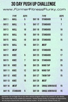 the 30 day push up challenge is shown in this graphic above it's description