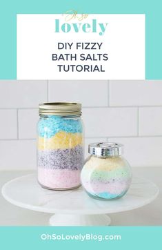 DIY fizzy bath salts tutorial – much easier to make than bath bombs! How To Make Fizzy Bath Balls, Healthy Bath Boms Diy Recipes, Bath Balls Homemade, Fizzing Bath Salts, Fizzy Bath Salts Recipe, Bath Fizzies Diy, Diy Fizzy Bath Salts, Fizzy Bath Salts, Foaming Bath Salts