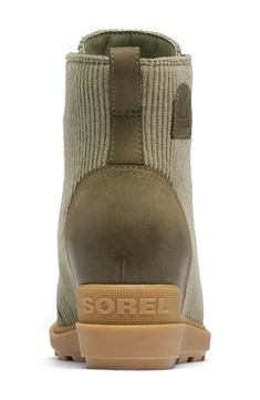 A hidden wedge boosts this water-resistant bootie featuring a mixed-media upper set soundly on a molded rubber sole. 1 3/4" heel; 1/2" platform 4 3/4" shaft Lace-up style Water resistant Leather and textile upper/textile lining/rubber sole Imported Sorel Wedge Bootie, Sorel Boots Wedges, Sorel Evie, Women’s Sorel Boots, Sorel Joan Of Arctic Wedge, Up Styles, Water Resistant, Wedges, Nordstrom