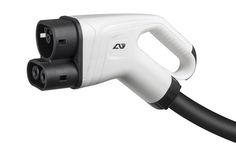 a white and black blow dryer on a white background