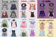 four different types of clothes for girls