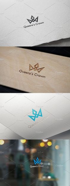 the logo for queen's crown is shown in three different colors and font options