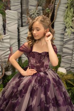 Girls Custom Couture Wedding Flower Girl Floral Tulle Pageant Party Gown Formal Flower Girl, Blush Flower Girl Dress, Photoshoot Christmas, Dress For Special Occasion, Purple Flower Girl Dress, Blush Flower Girl Dresses, Girls Communion Dresses, Wedding Party Bridesmaid, Exquisite Gowns