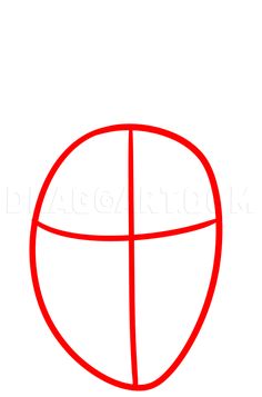 a red line drawing of a sphere with four intersecting sections in the middle and one at the top