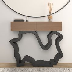 a modern console table in the shape of a wave