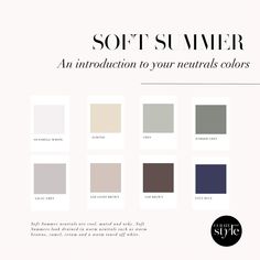 Colour Analysis + Personal Styling en Instagram: “A breakdown of the neutrals with seasons 🤍 Soft Summer, True Summer, Light Summer and Light Spring. . . . . . #coloranalysis…” Light Summer Color Palette, Colour Analysis, Summer Color Palette