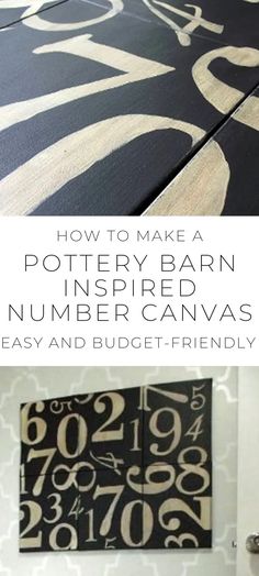 an image of how to make a pottery barn inspired number canvas