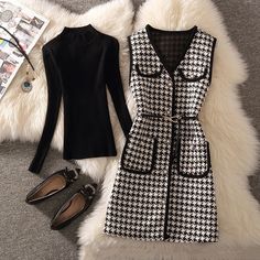 business casual outfits woman Vest Women's Clothing Autumn and Winter New Chanel Style Vest Internet Celebrity Fashion Age-Reducing Bottoming Shirt Two-Piece Suit for Women Business Casual Outfits Woman, Long Waistcoat, Tweed Vest, Long Skirt Fashion, Woman Vest, Chanel Style, Style Vest, Long Skirts For Women, Bottoming Shirt