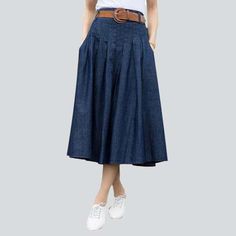 Long Jeans Skirt, Denim Skirts Online, Flared Denim Skirt, Women's Sash, Maxi Denim Skirt, Narrow Waist, Womens Denim Skirts, Skirt Styles, Jeans Street Style