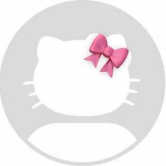 a pink bow on top of a white hello kitty logo with the word hello kitty