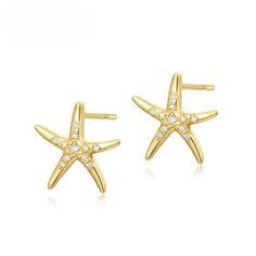 Product SpecificationsThese beautifully crafted Ocean Starfish Sterling Silver Stud Earrings are adorned with sparkling Zircons. adding a touch of elegance to any outfit. Made from quality sterling silver plated in gold. these earrings are perfect... Ocean Starfish, Ocean Resort, Gold Color Ring, Golden Earrings, Sterling Silver Stud Earrings, Emerald Stone, Silver Stud Earrings, Rose Gold Color, Sterling Silver Studs