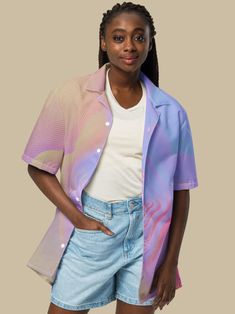 Trippy Pastel Swirl Button up Shirt Psychedelic Gradient Shirt Button Down Retro Vaporwave Top Funky Illusion Partywear Casual Chic Shirt - Etsy Slovakia Chic Shirts, Urban Exploration, Tropical Vibes, Shirt Button, Slovakia, Unisex Shirts, Wearable Art, Casual Chic