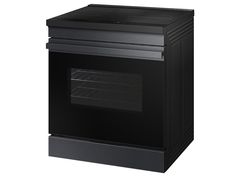 an oven with the door open on a white background