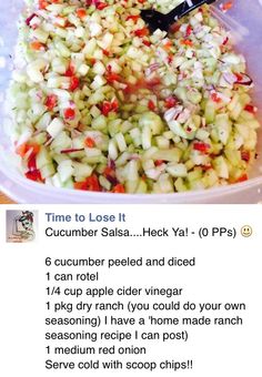 the recipe for cucumber salsa has been posted on instagram