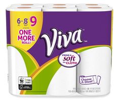 three rolls of vita toilet paper on a white background