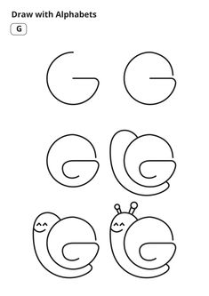 the letter g is made up of different shapes and sizes, including letters that are outlined in