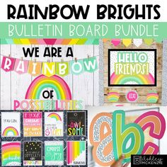 the rainbow brights bulletin board bundle is shown