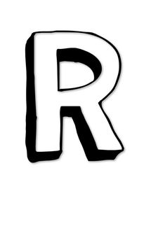 the letter r is drawn in black and white