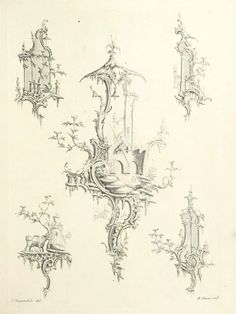 this is an image of a drawing of fancy wallpapers and chandeliers