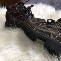 Dr. Martens Shoes. All Leather, Superior Quality. Beautiful Stitching Throughout. Brown Chunky Shoes, Slay Shoes, Dr Martens Vintage, Shoes Dr Martens, Chunky Shoes, Dope Jewelry, Dr Martens Shoes, Martens Shoes, Shoes Color