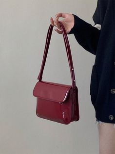 Square Handbag, Designer Crossbody Bag, Burgundy Bag, Leather Shoulder Bags, Designer Crossbody, Designer Crossbody Bags, Pretty Stuff, Small Shoulder Bag