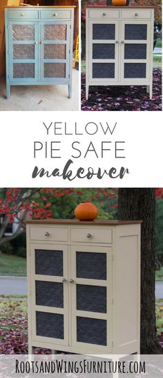 the yellow pie safe makeover is an easy and cheap way to add color to your furniture